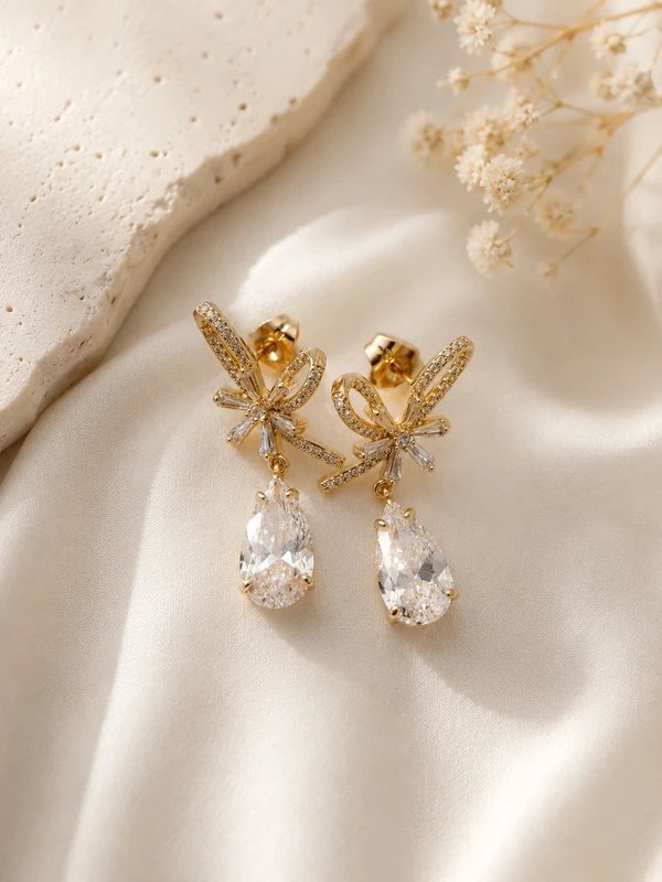 Pendientes Lazo con Cristal Gota