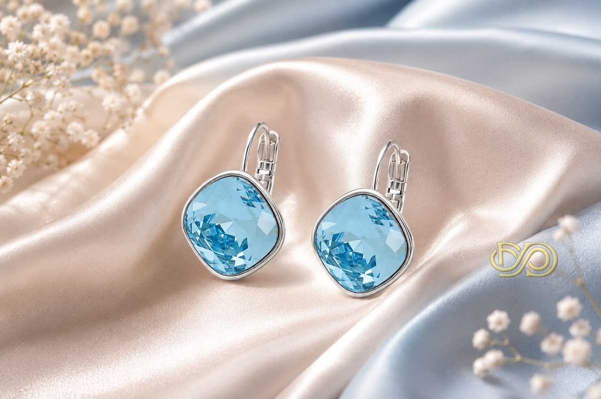 Pendientes de Cristal Chapados en Platino