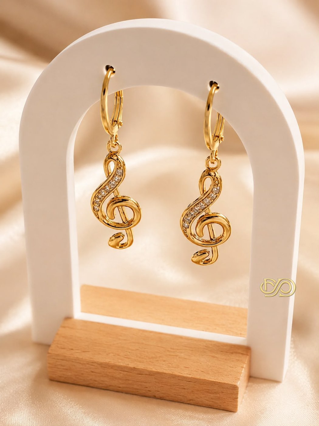 Pendientes Clave de Sol Chapados en Oro 18K