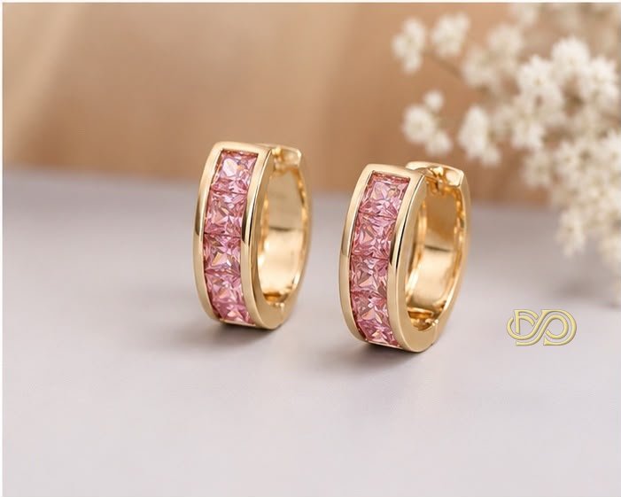 Pendientes de Aro Chapados en Oro 18K con circonitas