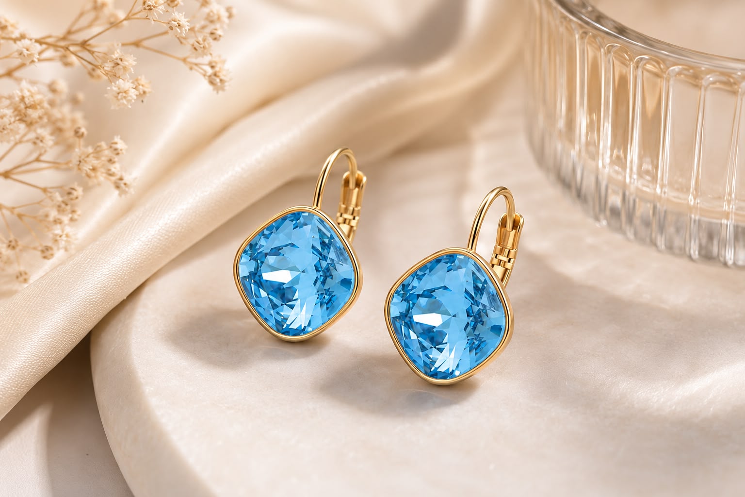 Pendientes Elegance | Cristal Facetado Chapado en Oro 18K / Platino