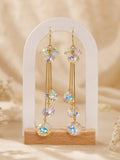 Pendientes Crystal Cascade Chapados en Oro 14K