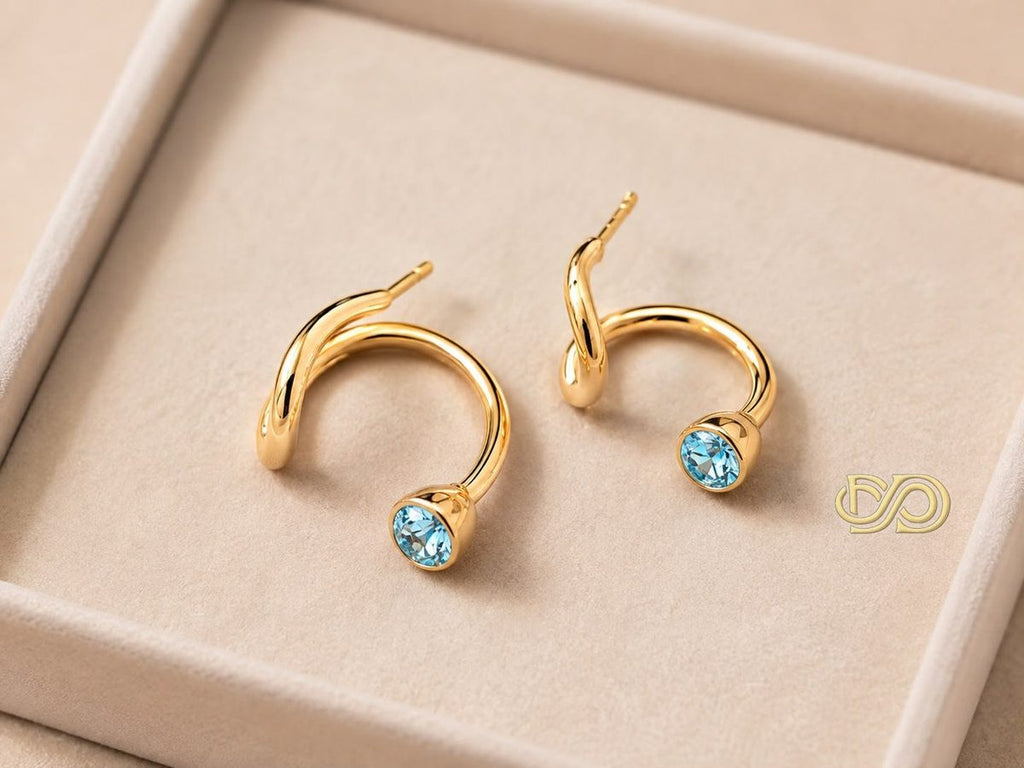 Pendientes Aurora Blue – Chapados en Oro 14K