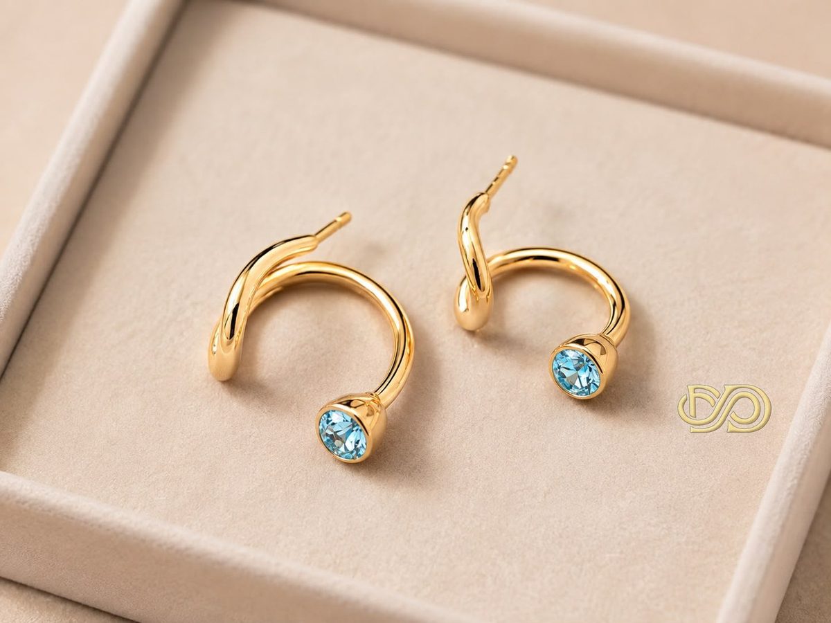 Pendientes Aurora Blue – Chapados en Oro 14K