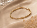 Pulsera de Cadena Trenzada Plana Chapada en Oro 14K