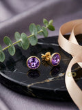 Pendientes de Cristal Violeta y Oro 18K