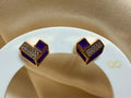 Pendientes Geométricos Corazones Oro 18K y Esmalte