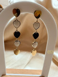 Pendientes Largos con Corazones Chapados en Oro 14K