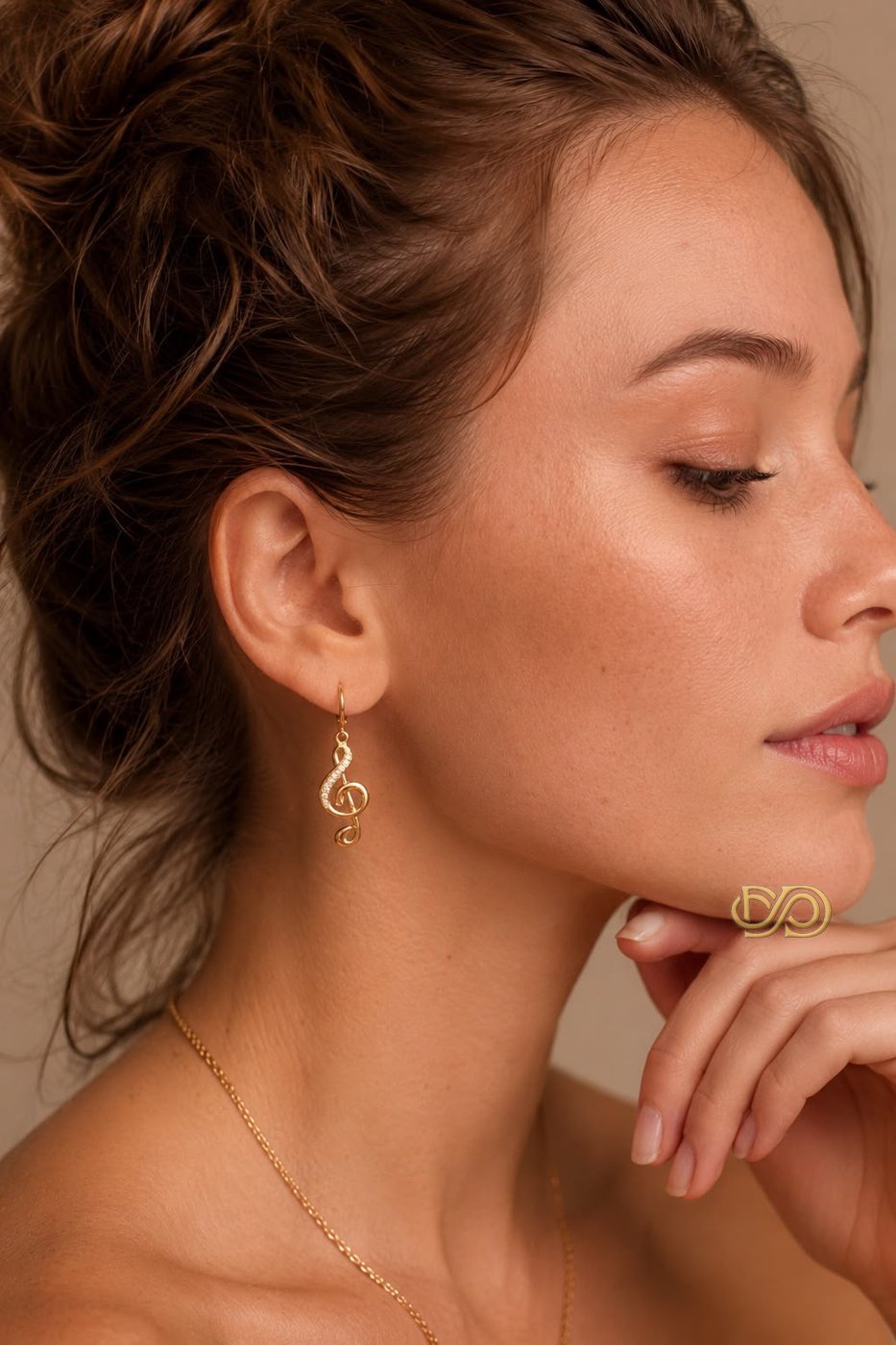 Pendientes Clave de Sol Chapados en Oro 18K