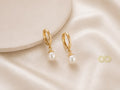 Pendientes de Aro con Perla Colgante Chapados en Oro de 18K